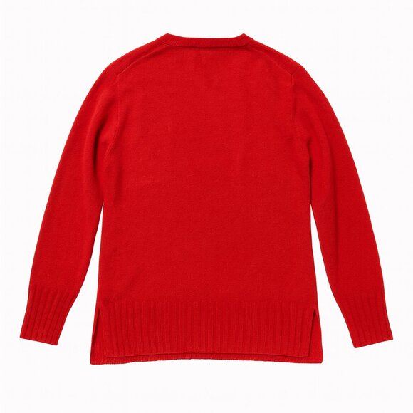 Anthropologie 100% Cashmere Size XS Tunic Sweater Red V-Neck Rib Hem Slit Hem - Picture 5 of 5